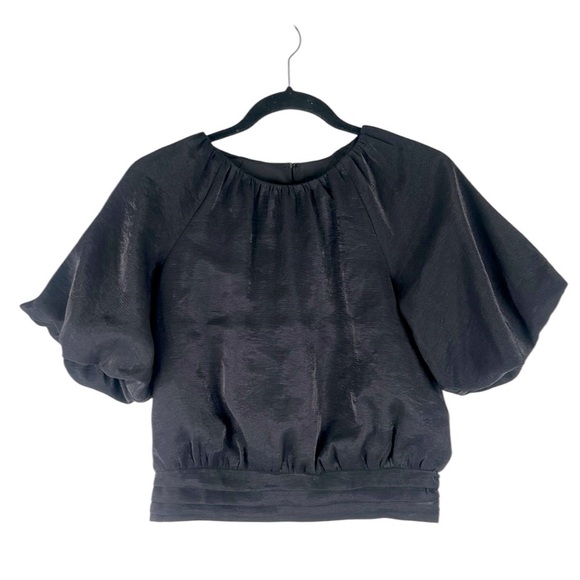 Express Black Casual Classic Round Neck Balloon Short Sleeve Top Size Small - Picture 1 of 6